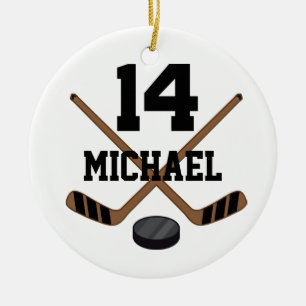 Ice Hockey Number 14 Personalised Ornament
