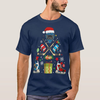 Ice Hockey Ornament Christmas Tree Happy Hockeyday T-Shirt