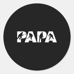 Ice Hockey Papa Funny Dad Ice Hockey Dad Classic Round Sticker
