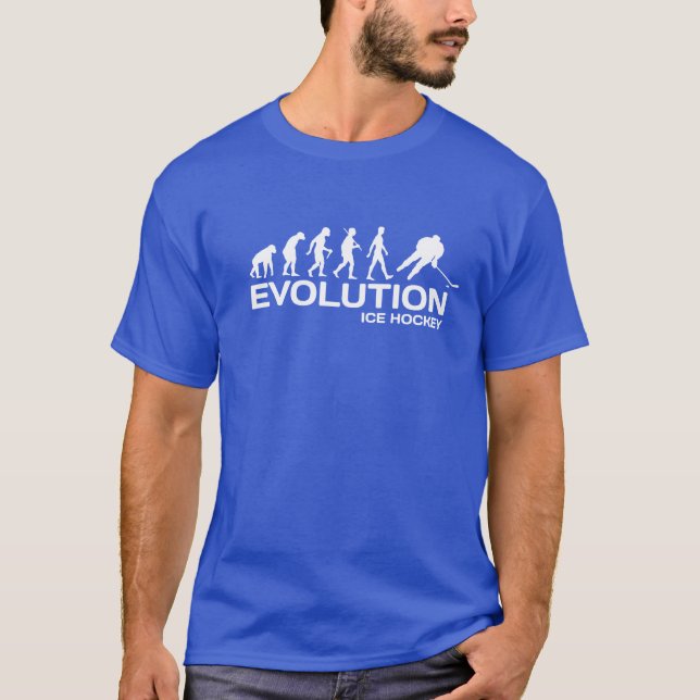 Ice Hockey player ape Evolution funny t-shirt mens (Front)