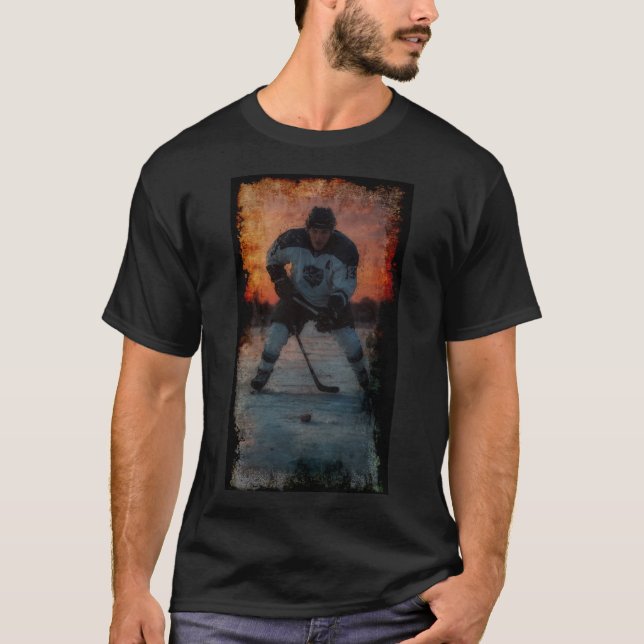 Ice Hockey Player at Sunset T-Shirt (Front)