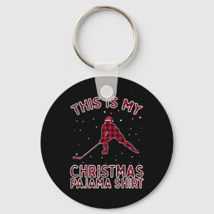 Ice Hockey Player Christmas Pajamas Funny Xmas Gif Key Ring