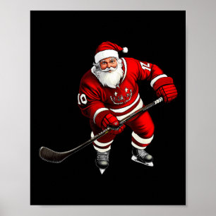 Ice Hockey Player Christmas Poster