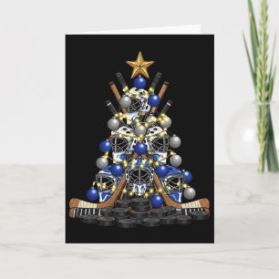 Ice Hockey Player Christmas Tree Lights Xmas Funny Card