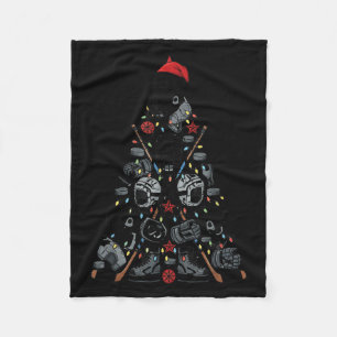 Ice Hockey Player Christmas Tree Xmas Funny Boys K Fleece Blanket