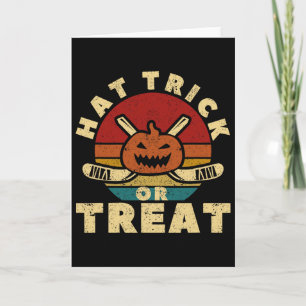 Ice Hockey Player Coach Halloween Pumpkin Hat Tric Card
