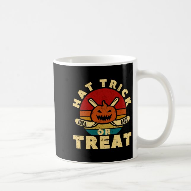 Ice Hockey Player Coach Halloween Pumpkin Hat Tric Coffee Mug (Right)