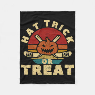Ice Hockey Player Coach Halloween Pumpkin Hat Tric Fleece Blanket