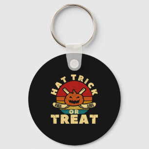 Ice Hockey Player Coach Halloween Pumpkin Hat Tric Key Ring
