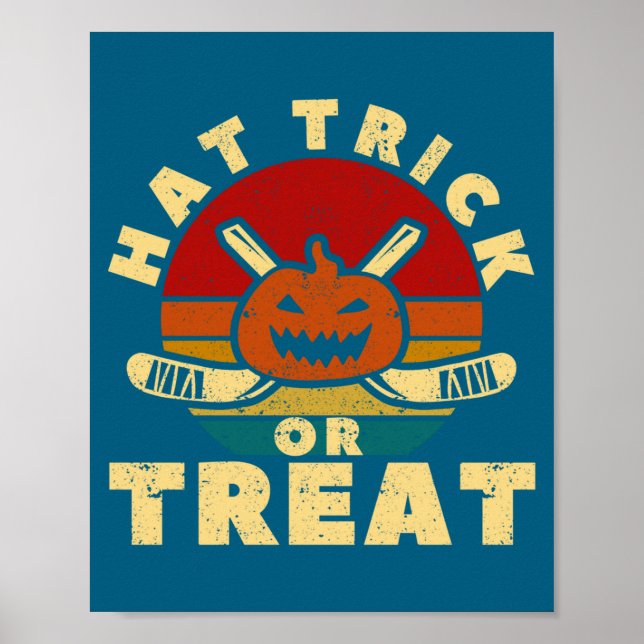 Ice Hockey Player Coach Halloween Pumpkin Hat Tric Poster (Front)
