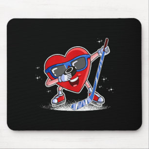 Ice Hockey Player Dabbing Heart Valentines Day Mouse Pad