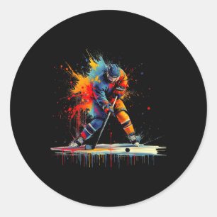 Ice Hockey Player Drip Youth Kids Boys Men Coach F Classic Round Sticker
