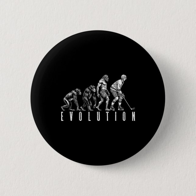 Ice Hockey Player Evolution Funny Man Ape Caveman  6 Cm Round Badge (Front)