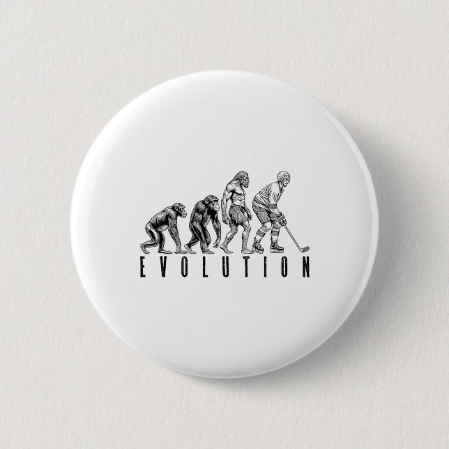 Ice Hockey Player Evolution Funny Man Ape Caveman  6 Cm Round Badge (Front)