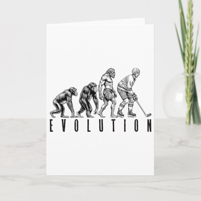 Ice Hockey Player Evolution Funny Man Ape Caveman  Card (Front)