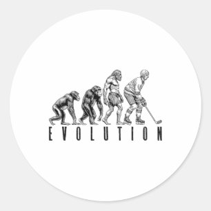 Ice Hockey Player Evolution Funny Man Ape Caveman Classic Round Sticker