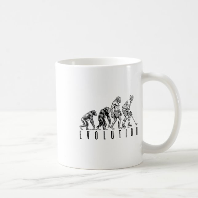 Ice Hockey Player Evolution Funny Man Ape Caveman  Coffee Mug (Right)