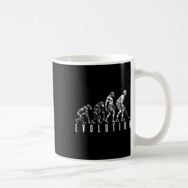 Ice Hockey Player Evolution Funny Man Ape Caveman  Coffee Mug (Right)