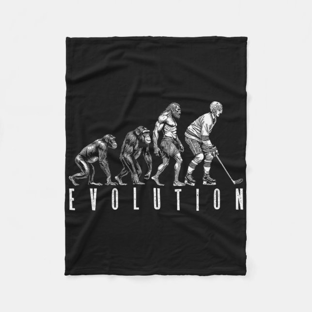 Ice Hockey Player Evolution Funny Man Ape Caveman  Fleece Blanket (Front)