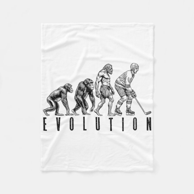 Ice Hockey Player Evolution Funny Man Ape Caveman  Fleece Blanket (Front)