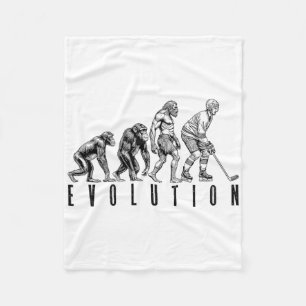 Ice Hockey Player Evolution Funny Man Ape Caveman Fleece Blanket