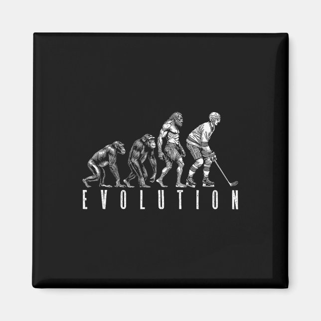 Ice Hockey Player Evolution Funny Man Ape Caveman  Magnet (Front)