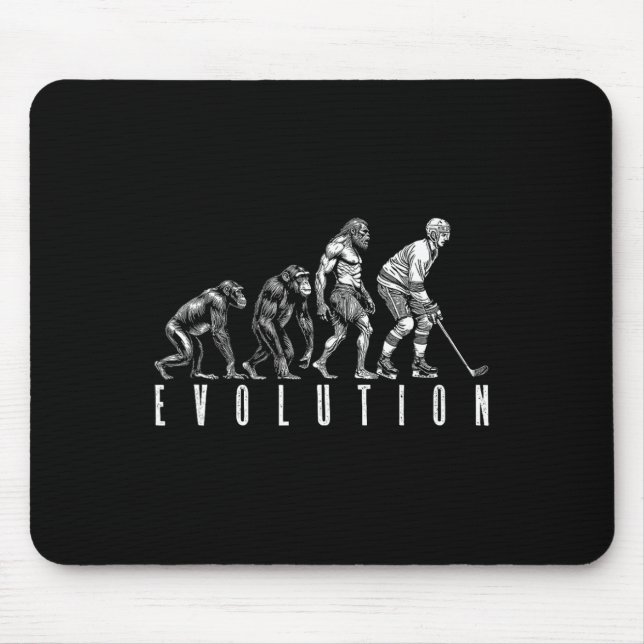 Ice Hockey Player Evolution Funny Man Ape Caveman  Mouse Pad (Front)