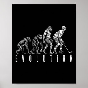 Ice Hockey Player Evolution Funny Man Ape Caveman  Poster