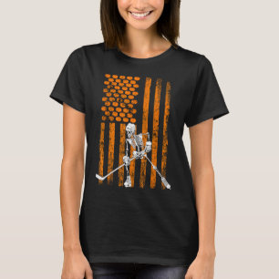 Ice Hockey Player Fan Gift Skeleton Halloween Shir T-Shirt