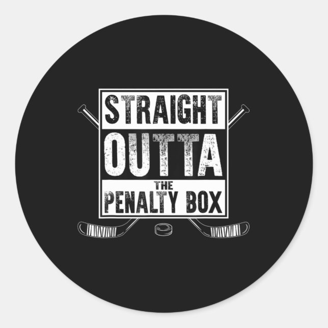 Ice Hockey Player Gift Straight Outta The Penalty  Classic Round Sticker (Front)