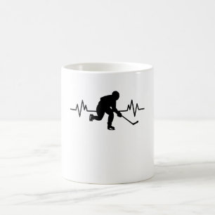 Ice Hockey Player Heartbeat Fun Funny Sports Gift Coffee Mug