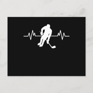 Ice Hockey Player Heartbeat Fun Funny Sports Gift Postcard