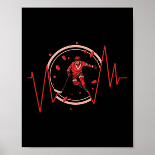 Ice Hockey Player Heartbeat Winter Sport Poster