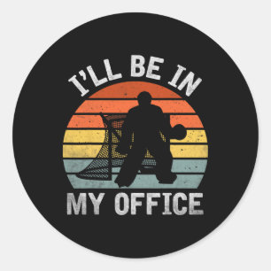 Ice Hockey Player I'll Be In My Office Youth Boys  Classic Round Sticker