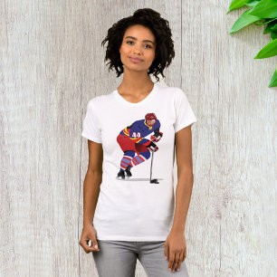 Ice Hockey Player in Action Red and Blue Team T-Shirt