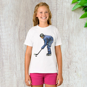 Ice Hockey Player in Blue Uniform T-Shirt