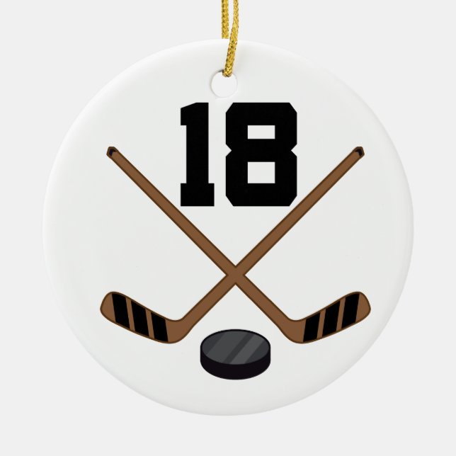 Ice Hockey Player Jersey Number 18 Ornament (Front)