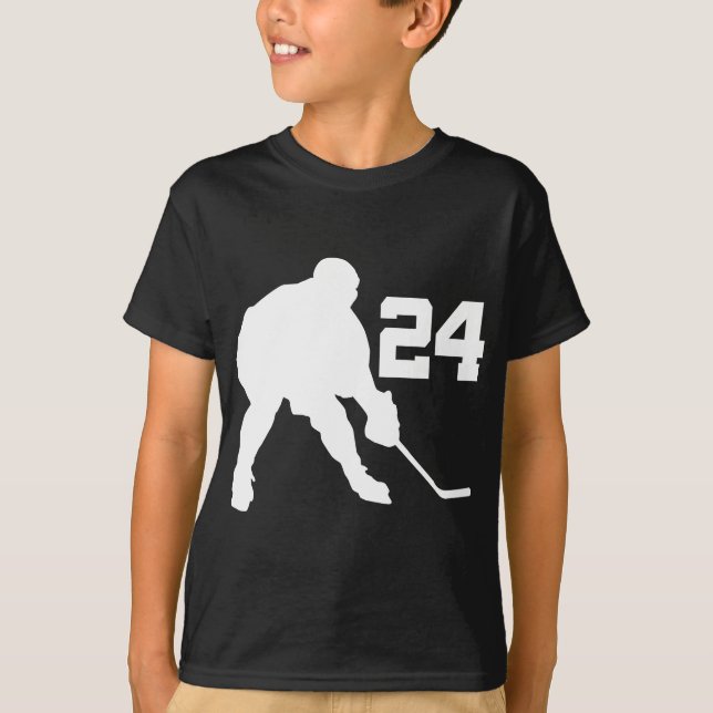 Ice Hockey Player Jersey Number 24 T-Shirt (Front)