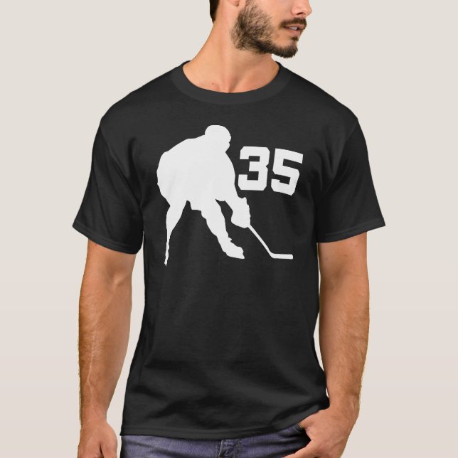 Ice Hockey Player Jersey Number 35 T-Shirt (Front)