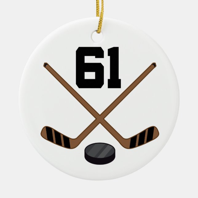 Ice Hockey Player Jersey Number 61 Ornament (Front)
