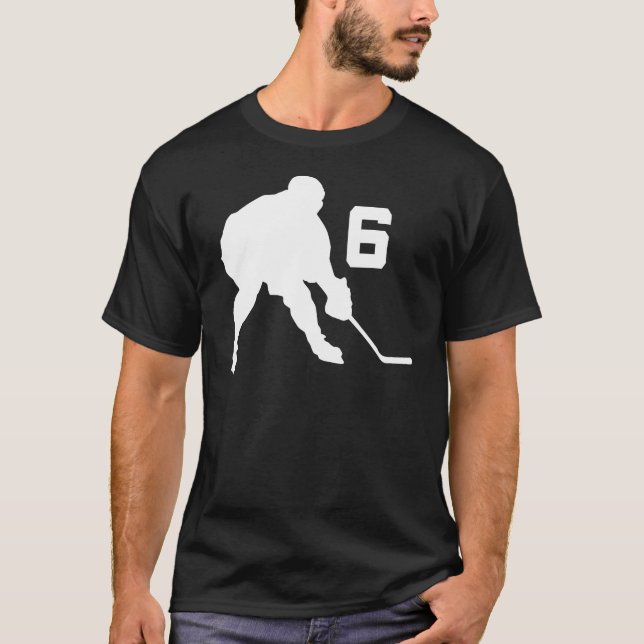Ice Hockey Player Jersey Number 6 T-Shirt (Front)