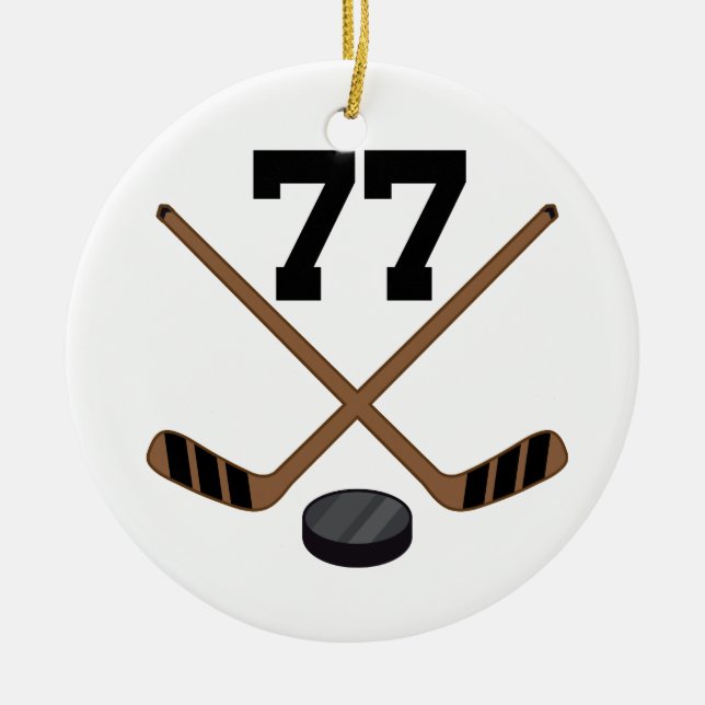 Ice Hockey Player Jersey Number 77 Ornament (Front)