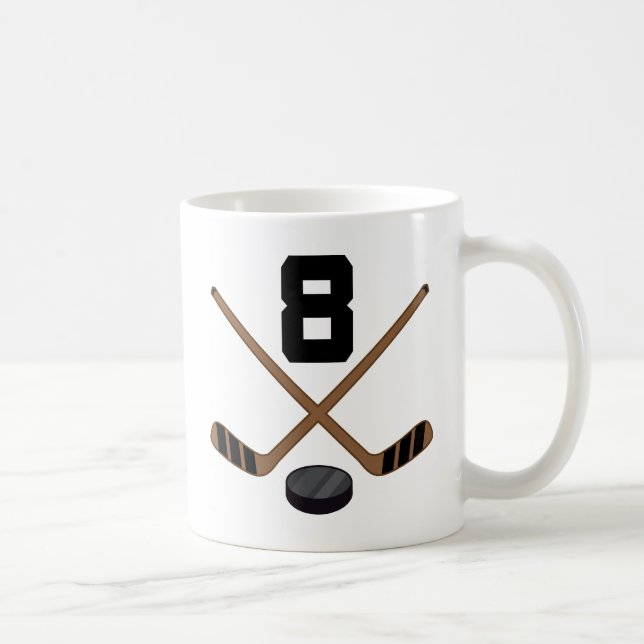 Ice Hockey Player Jersey Number 8 Gift Coffee Mug (Right)