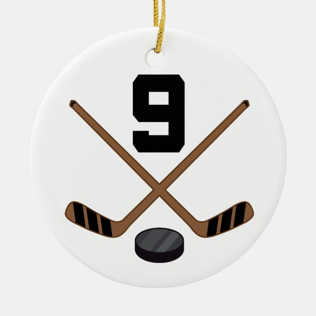 Ice Hockey Player Jersey Number 9 Ornament (Front)