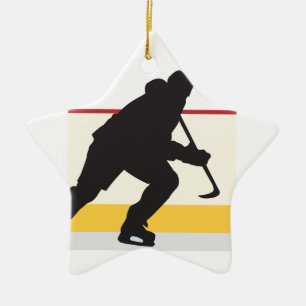 ice hockey player on the move ceramic tree decoration