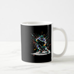 Ice Hockey Player Paint Splatter Art Sports Men Bo Coffee Mug