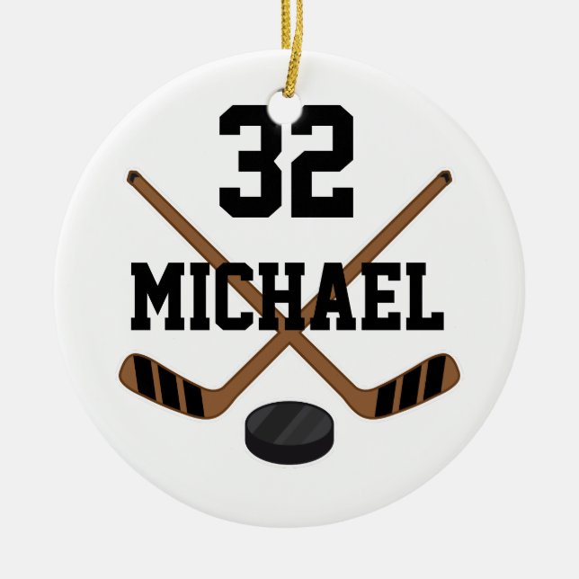 Ice Hockey Player Personalised Sports Ornament Gif (Front)