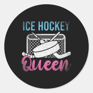 Ice Hockey Player Princess Girls Women Ice Hockey Classic Round Sticker