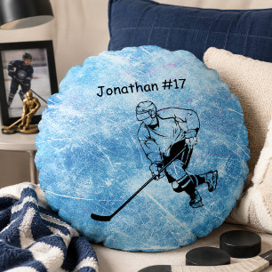 Ice Hockey Player Round Cushion