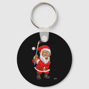 Ice Hockey Player Santa Christmas Pajamas Men Wome Key Ring